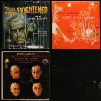 2m0537 LOT OF 3 33 1/3 RPM BORIS KARLOFF RECORDS 1950s-1960s Tales of the Frightened & more!