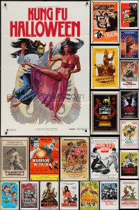 2m0222 LOT OF 25 FOLDED KUNG FU ONE-SHEETS 1970s-1980s great images from martial arts movies!