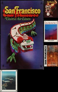 2m0986 LOT OF 5 UNFOLDED SAN FRANCISCO TRAVEL POSTERS 1960s-1980s a variety of cool images!