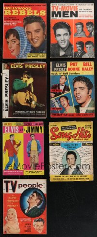 2m0606 LOT OF 7 MOVIE MAGAZINES WITH ELVIS PRESLEY COVERS 1950s Hollywood Rebels, TV-Movie Men!