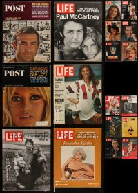 2m0584 LOT OF 18 LIFE & POST MAGAZINES WITH CELEBRITY COVERS 1940s-1980s Sean Connery, Bardot & more!