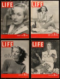 2m0616 LOT OF 4 LIFE MAGAZINES WITH CAROLE LOMBARD RITA HAYWORTH & ANN SHERIDAN COVERS 1930s-1940s