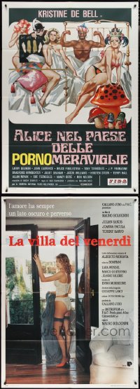 2m0102 LOT OF 5 FOLDED SEXPLOITATION ITALIAN ONE-PANELS 1970s-1990s sexy images with some nudity!
