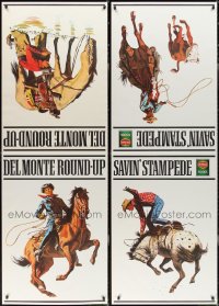 2m0996 LOT OF 2 UNFOLDED DEL MONTE WESTERN ADVERTISING POSTERS 1960s cool cowboy artwork!