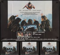 2m1095 LOT OF 5 FORMERLY FOLDED SUPERMAN II BRITISH QUADS 1980 Christopher Reeve vs villains!