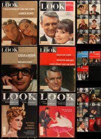 2m0577 LOT OF 21 LOOK MAGAZINES WITH CELEBRITY COVERS 1950s-1960s Cary Grant, Hepburn, Connery & more!