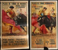 2m0479 LOT OF 2 FOLDED MATADOR BULLFIGHT SPANISH POSTERS 1960s great artwork!