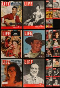 2m0576 LOT OF 23 LIFE MAGAZINES WITH CELEBRITY COVERS 1940s-1970s John Wayne, Liz Taylor & more!