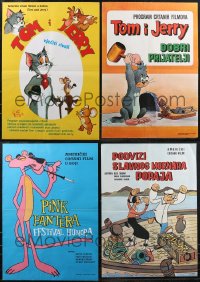 2m0927 LOT OF 8 MOSTLY FORMERLY FOLDED CARTOON CHARACTER YUGOSLAVIAN POSTERS 1960s cool images!