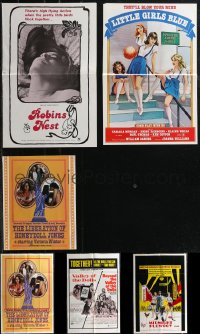 2m0267 LOT OF 7 SEXPLOITATION FOLDED ONE-SHEETS & UNCUT PRESSBOOKS 1970s great sexy movie images!