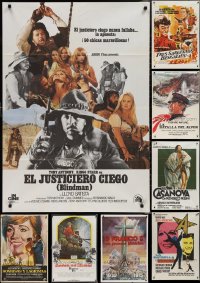2m0938 LOT OF 13 FORMERLY FOLDED SPANISH POSTERS 1960s-1980s great images from a variety of movies!