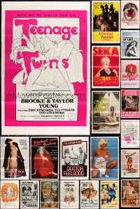 2m0015 LOT OF 29 TRI-FOLDED SEXPLOITATION ONE-SHEETS 1970s-1980s sexy images with partial nudity!