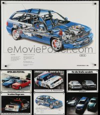 2m0990 LOT OF 7 UNFOLDED CAR POSTERS 1980s great images of BMW, Porsche & Audi sports cars!
