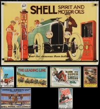 2m0995 LOT OF 7 UNFOLDED SHELL OIL & MOTOR RACING ENGLISH COMMERCIAL POSTERS 1960s cool images!