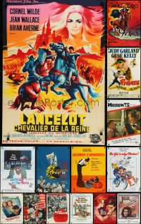 2m0957 LOT OF 18 FORMERLY FOLDED MOSTLY FRENCH 23X32 POSTERS 1950s-1970s variety of movie images!