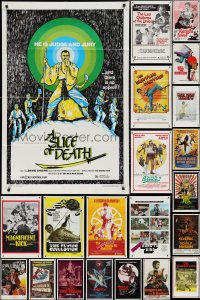 2m0224 LOT OF 23 FOLDED KUNG FU ONE-SHEETS 1970s-1980s great images from martial arts movies!