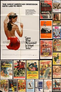 2m0166 LOT OF 68 FOLDED ONE-SHEETS 1940s-1970s great images from a variety of different movies!