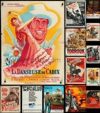 2m0962 LOT OF 13 FORMERLY FOLDED FRENCH 23X32 POSTERS 1950s-1970s a variety of cool movie images!