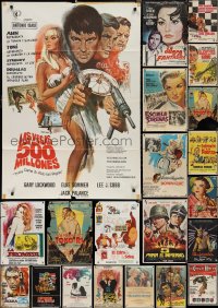 2m0478 LOT OF 38 FOLDED SPANISH POSTERS 1960s-1980s a variety of cool movie images!