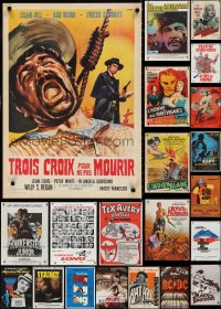 2m0949 LOT OF 28 FORMERLY FOLDED FRENCH 23X32 POSTERS 1970s-1980s a variety of cool movie images!
