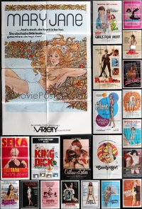 2m0204 LOT OF 34 FOLDED SEXPLOITATION ONE-SHEETS 1970s-1980s sexy images with some nudity!