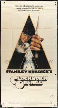 2p0464 CLOCKWORK ORANGE int'l 3sh 1972 Stanley Kubrick classic, Castle art of Malcolm McDowell!