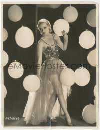 2p1827 CAROLE LOMBARD 7.5x9.75 still 1931 modeling sexy sheer gown by balloons & black background!