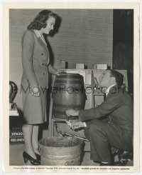 2p1832 CHRISTMAS HOLIDAY candid 8x10 still 1944 Gene Kelly & Deanna Durbin drink from water barrel!