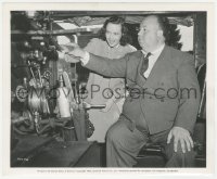 2p1982 SHADOW OF A DOUBT candid 8x10 still 1943 Hitchcock shows Teresa Wright how to operate train!