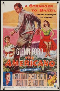 2p0669 AMERICANO 1sh 1955 Glenn Ford is a stranger to Brazil but no stranger to danger!