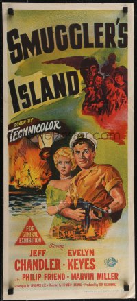 2p0560 SMUGGLER'S ISLAND Aust daybill 1951 Jeff Chandler, Evelyn Keyes, Pirate Port of the China Seas