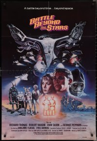 2p0681 BATTLE BEYOND THE STARS 1sh 1980 Richard Thomas, Robert Vaughn, Gary Meyer sci-fi art!