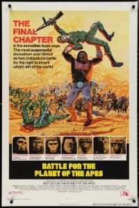 2p0683 BATTLE FOR THE PLANET OF THE APES 1sh 1973 Tanenbaum art of war between apes & humans!