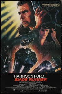 2p0699 BLADE RUNNER studio style 1sh 1982 Ridley Scott sci-fi classic, art of Harrison Ford by Alvin!