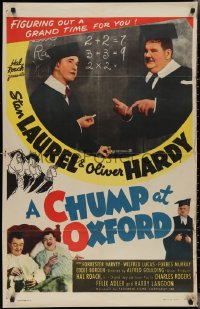 2p0717 CHUMP AT OXFORD 1sh R1946 great images of Laurel & Hardy in dunce caps & caps and gown!