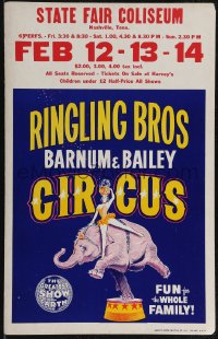 2p0003 RINGLING BROS & BARNUM & BAILEY CIRCUS 14x22 circus poster 1960s art of showgirl on elephant!