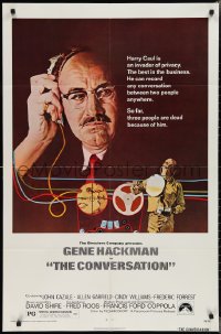2p0722 CONVERSATION 1sh 1974 art of Gene Hackman by Bernard D'Andrea, Francis Ford Coppola