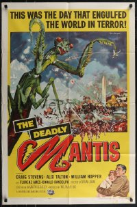 2p0730 DEADLY MANTIS 1sh 1957 classic art of giant insect by Washington Monument by Ken Sawyer!