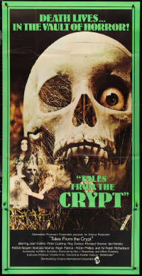 2p0463 TALES FROM THE CRYPT English 3sh 1972 Peter Cushing, Joan Collins, E.C., huge skull image!