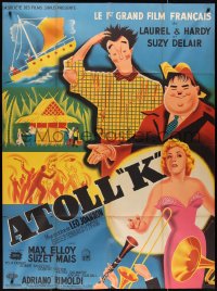 2p0261 ATOLL K French 1p 1950 Pigeut art of Stan Laurel & Oliver Hardy with sexy woman!