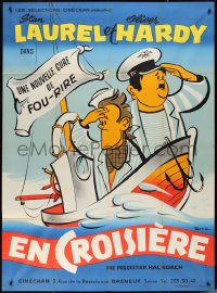 2p0319 SAPS AT SEA French 1p R1950s Bohle art of sailors Stan Laurel & Oliver Hardy, Hal Roach