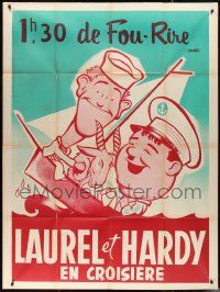 2p0318 SAPS AT SEA French 1p R1960s art of Stan Laurel & Oliver Hardy in boat with goat, Hal Roach