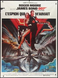 2p0323 SPY WHO LOVED ME French 1p 1977 Bob Peak art of Roger Moore as James Bond & Caroline Munro!