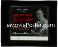 2p1737 CHARM SCHOOL glass slide 1921 great close up smoking portrait of Wallace Reid!