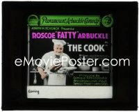 2p1741 COOK glass slide 1918 great image of chef Fatty Arbuckle, Buster Keaton not billed or shown!