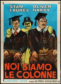 2p0529 CHUMP AT OXFORD Italian 1p R1960s art of Laurel & Hardy in caps and gown w/ghost, ultra rare!