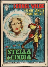 2p0535 STAR OF INDIA Italian 1p 1956 different art of Cornel Wilde & sexy Jean Wallace, ultra rare!