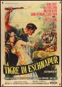 2p0455 TIGER OF ESCHNAPUR Italian 1p R1961 Fritz Lang, art of sexy Debra Paget by Martinati!