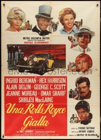 2p0456 YELLOW ROLLS-ROYCE Italian 1p 1965 Ingrid Bergman, Alain Delon, different art of car & stars!