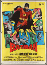2p0427 BATMAN Italian 2p 1966 different art of Adam West by Enzo Nistri + cool photo scenes!